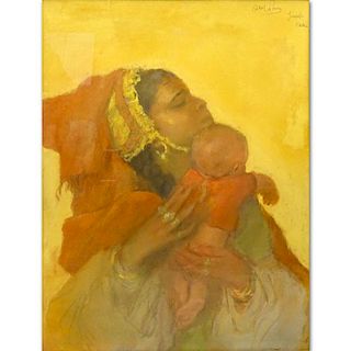 Abel Pann, Israeli (1883 - 1963) Pastel on paper "Mother And Child".