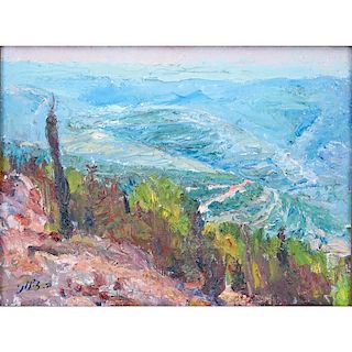 Judaica Oil On Canvas "Landscape".