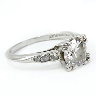 Approx. .98 Carat Old European Cut Diamond and Platinum Engagement Ring.