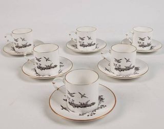 SET OF 6 ROYAL WORCESTOR CUPS AND SAUCERS
