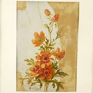Paul De Longpre, American (1855 - 1911) Watercolor on paper "Still Life Of Flowers".