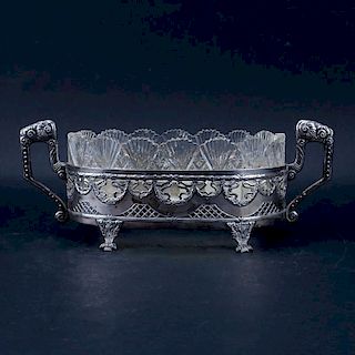 Antique Sterling Silver and Crystal Centerpiece Bowl.
