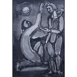 Georges Rouault, French (1871-1958) "Adoration" Woodcut on Paper, Signed "GR" Lower Right.