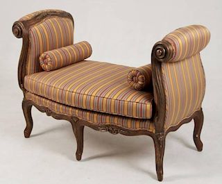 LOUIS XV STYLE ROLL-OVER ARM BENCH