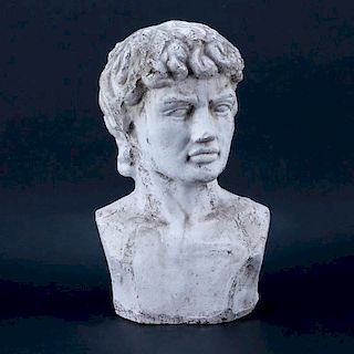 Greek Polychrome Terracotta Bust of David After Michelangelo.