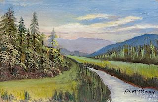 Four Franklin H. Eshelman (American 20th c.), oil on board landscapes, largest - 11 1/2'' x 27'', toge