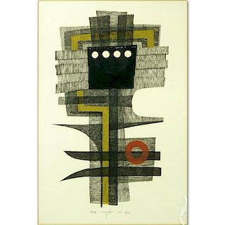 Fumio Fujita, Japanese (b. 1933) Abstract Color Woodblock on Paper.