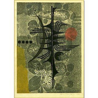 Fumio Fujita, Japanese (b. 1933) Abstract Color "70-C" Woodblock on Paper.