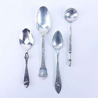 Four (4) Pieces Miscellaneous Silver Spoons including a 1898 Russian Ruble Coin Spoon.