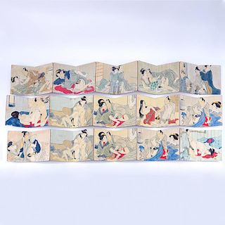 Three (3) Vintage Shunga Japanese Erotic Pillow Books.