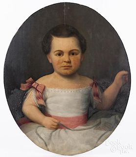 American oil on panel portrait of a boy