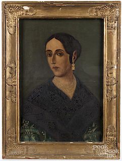 Spanish colonial oil on tin portrait, 19th c.
