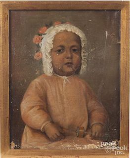 Oil on canvas portrait of a child
