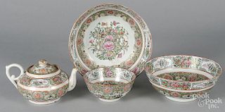 Three Chinese export famille rose bowls