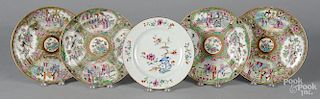 Four Chinese export porcelain rose medallion bowls