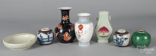 Six Chinese and Japanese porcelain vases