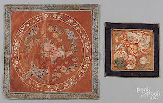 Four Chinese silk embroideries.