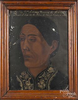Spanish Colonial oil on tin portrait