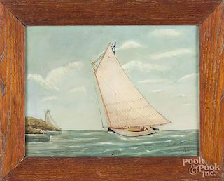 Oil on canvas of the racing yacht Jessie
