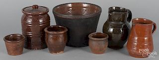 Seven pieces of redware