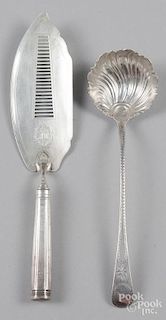 English bright cut silver ladle