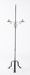 Wrought iron and brass candlestand