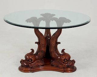 DOLPHIN FORMED GLASS TOP TABLE