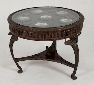 FRENCH EMPIRE STYLE BRONZE MOUNTED MAHOGANY LOW TABLE