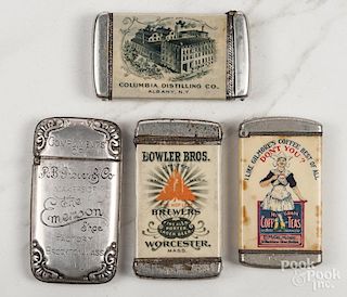 Four advertising match vesta safes