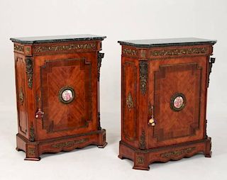 PAIR OF FRENCH STYLE BRONZE MOUNTED CABINETS