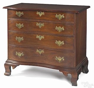 New England Chippendale mahogany oxbow chest