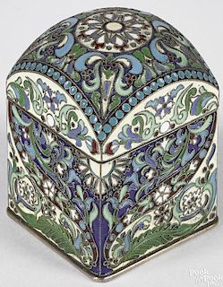 Russian silver and enameled box