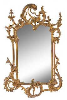 A Rococo Style Giltwood Mirror Height 40 x width 25 1/4 inches.