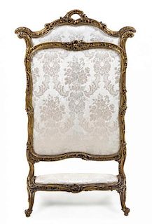 * A Louis XV Style Giltwood Firescreen Height 55 5/8 inches.