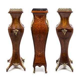 * Three Louis XV Style Gilt Metal Mounted Pedestals Height 43 inches.