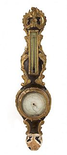 A French Ebonized and Parcel Gilt Barometer
