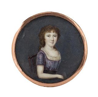 Artist Unknown, (French, 19th Century), Portrait Miniature of a Seated Girl