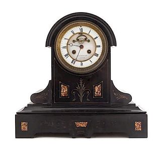 A French Slate Mantel Clock Height 13 3/4 inches.