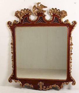 ENGLISH CHIPPENDALE STYLE CARVED MAHOGANY MIRROR