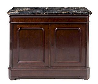 A Louis Philippe Mahogany Console Cabinet Height 40 1/4 x width 50 1/4 x depth 21 1/2 inches.