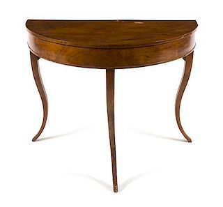 A Louis Philippe Fruitwood Console Table Height 32 1/8 x width 41 1/2 x depth 20 1/2 inches.
