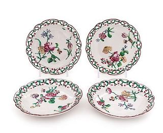 A Set of Four French Faience Plates Diameter 5 1/4 inches.