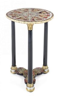 * A Napoleon III Style Boulle Marquetry Side Table Height 29 1/2 x diameter of top 20 1/4 inches.