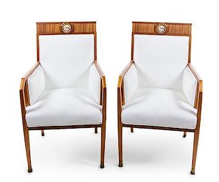 * A Pair of French Art Deco Armchairs Height 40 3/4 inches.