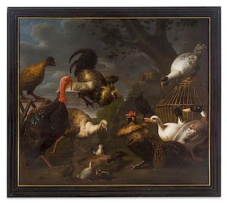 * Continental School, (Probably 17th/18th Century), Landscape with Fighting Fowl