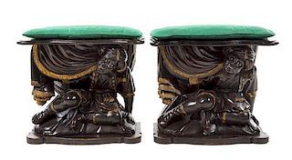 A Pair of Venetian Carved and Polychrome Decorated Figural Tables