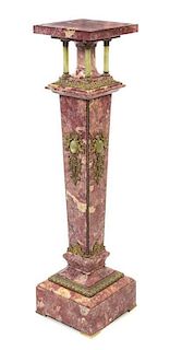 * A Continental Gilt Metal Mounted Marble and Onyx Pedestal
