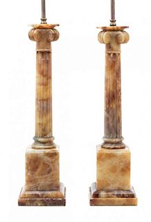 A Pair of Neoclassical Style Onyx Table Lamps