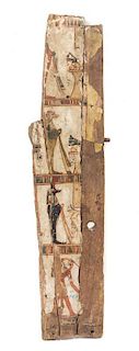 * An Egyptian Painted Wood Fragment Height 23 1/2 x width 5 1/2 inches.
