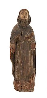 A Carved Wood Figure of a Saint Height 28 3/4 inches.
